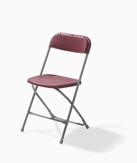 Krzesło składane VEBA Budget, szare/bordowe, składane i sztaplowane, stalowa rama, 43x45x80cm (szer. x gł. x wys.), 50130