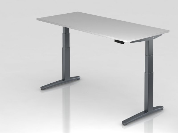 Hammerbacher elektrisk sidde-stå skrivebord 180x80cm grå/grafit, rektangulær form, VXBHM19/5/GG