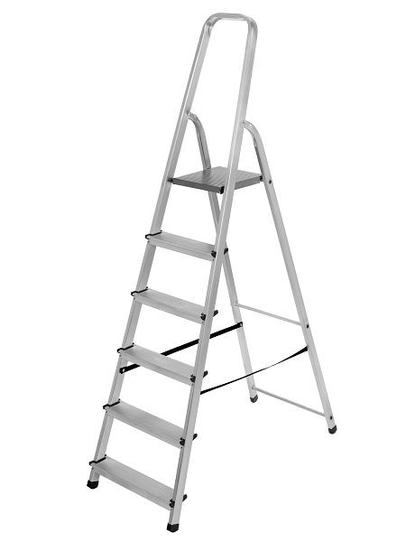 VaGo-Tools Vouwladder, multifunctionele ladder, huishoudladder, emmerladder, 6 treden, AL-106_xv