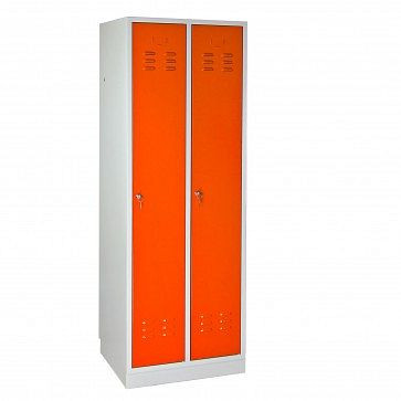ADB šatní skříň normální &quot;2dveřová, rozměry (VxŠxH): 1780x600x500 mm, barva korpusu: světle šedá (RAL 7035), barva dveří: oranžová (RAL 2008), 40880