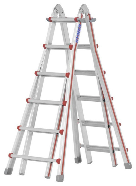 HYMER telescoopladder, 4x6 sporten, lengte enkele ladder 3,46 - 6,26 m, stahoogte (trapladder): 2,35 m, stahoogte (trapladder): 5,2 m, 404224