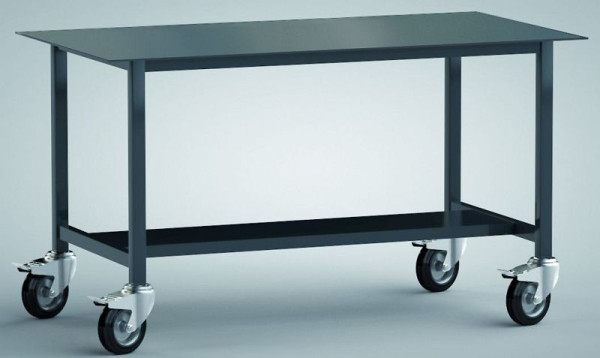 Svařovací stůl KLW, 1500 x 700 x 858 mm, s pracovní deskou z ocelového plechu o tloušťce 5 mm, s 1 odkládací policí 300 mm, WPS11N-1500-001