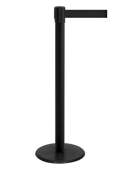 Stâlp barieră RS-GUIDESYSTEMS cu centură, stâlp: negru / centură: neagră, lungime centură: 4,0 m, greutate: 9 kg, GLA 28-J/03-4,0