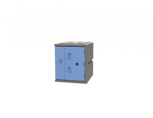 Lotz kunststof locker 450 kunststof locker, hoogte: 450 mm, blauwe deur, draaigrendelslot, 221450-08