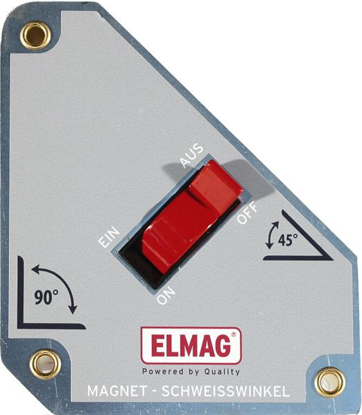 Magnetyczny kątownik zgrzewający ELMAG MSW „przełączany”, do spoin 45°/135, 90°, 152x130x35mm, 54407
