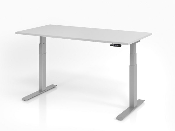 Hammerbacher skrivebord XDKB16, 160 x 80 cm, top: grå, 25 mm tyk, ABS tyk kant, rektangulær form, VXDKB16/5/S