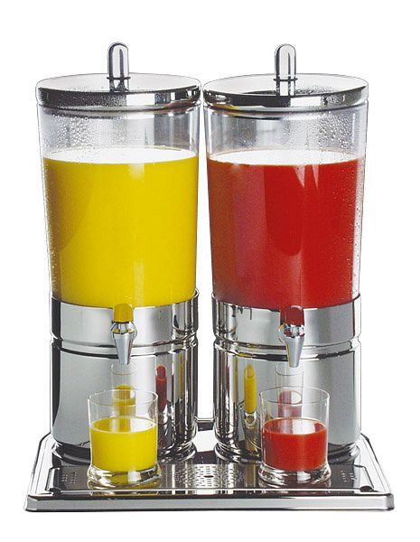 APS juicedispenser DUO -TOP FRESH-, 42 x 32 cm, højde: 52 cm, 18/8 rustfrit stål, SAN, 1 ispose pr. base, 1 ispose pr. låg, 10720