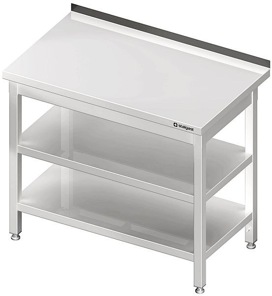 Stalgast arbejdsbord med bund og mellemhylde, 500x600x850 mm, med opretstående, svejset, VAT05603A