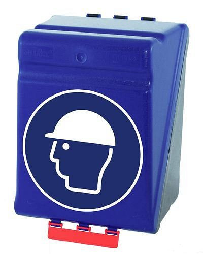 DENIOS maxibox voor het opbergen van hoofdbescherming, blauw, 119-583