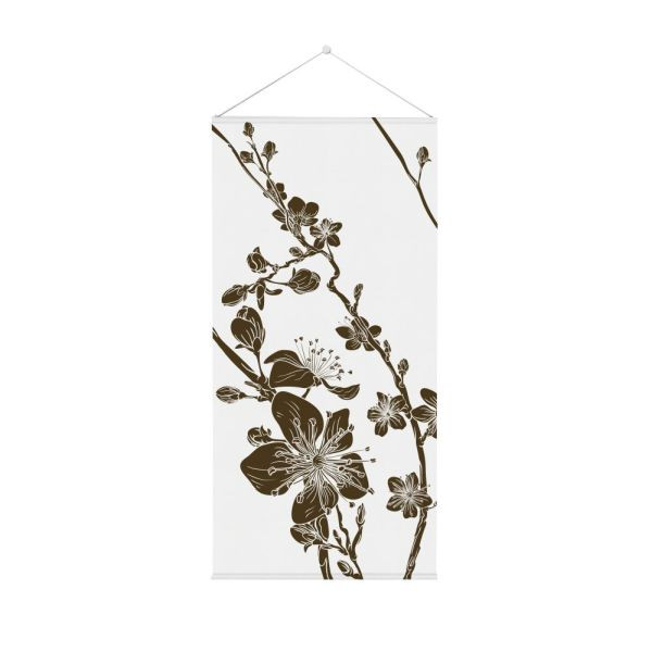 Showdown exibe tapeçaria suspensa 58 x 160 cm abstrata flor de cerejeira japonesa marrom, FLAGBA580x1600I9