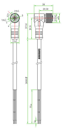 Hagnleone kábel M12 aljzat 3m 3 tűs, 7052