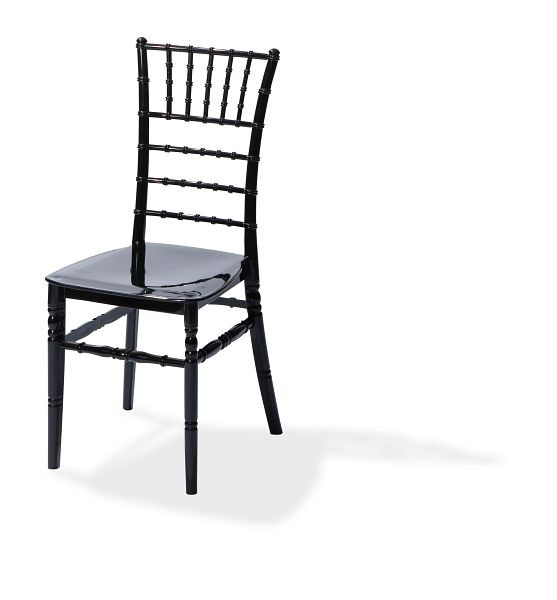 VEBA stapelstoel Tiffany zwart, polypropyleen, 41x43x92cm (BxDxH), niet breekbaar, 50410BL