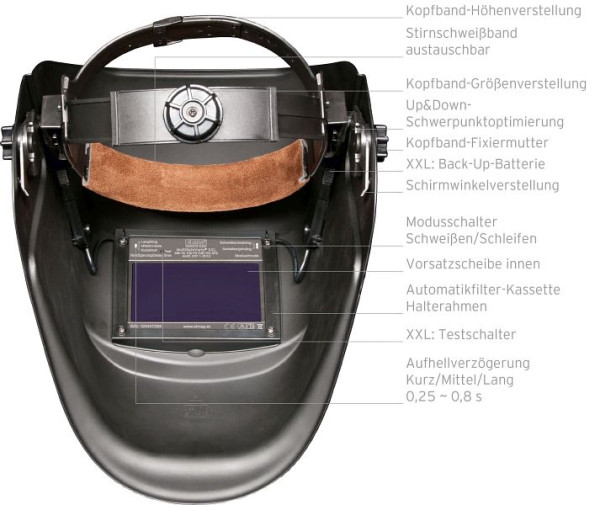 Faixa de suor na testa ELMAG, incluindo faixa frontal 'couro/marrom' para ELMAG MultiSafeVario, L e XXL, 56375