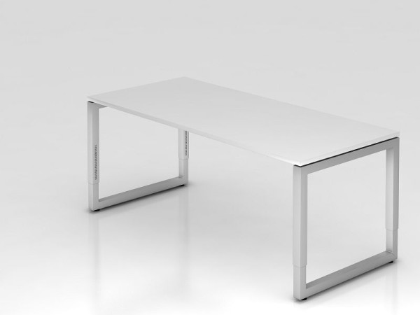 Hammerbacher bureau O-voet vierkant 180x80cm wit, rechthoekige vorm met zwevend tafelblad, VRS19/W/S