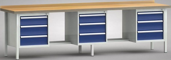 KLW Standard - Stół warsztatowy - 3000 x 700 x 845 mm, WP462N-3000M45-E7020