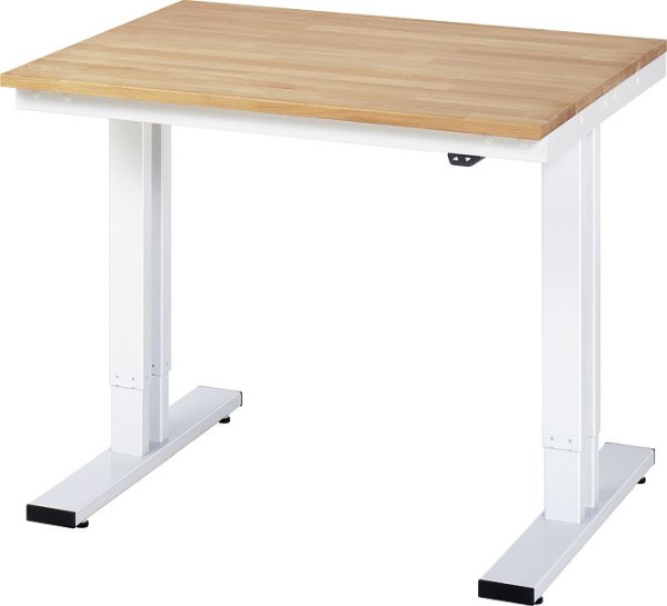 Stół roboczy RAU seria adlatus 300 (elektrycznie regulowana wysokość), blat z litego drewna bukowego, 1000x720-1120x800 mm, 08-WT-100-080-B