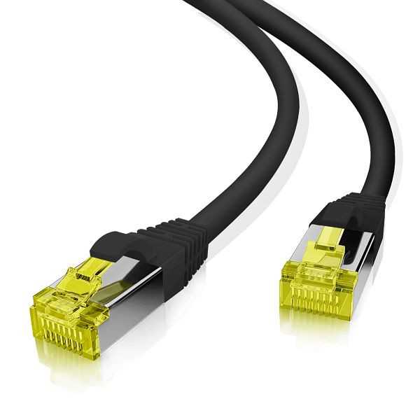 Cablu patch Helos S/FTP Cat 6a negru 7,5 m, 118164