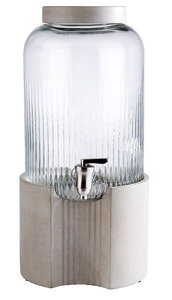 APS drankdispenser -ELEMENT-, Ø 22 cm, hoogte: 45 cm, 7 liter, glazen container, RVS kraan, betonnen voet en deksel, 10400