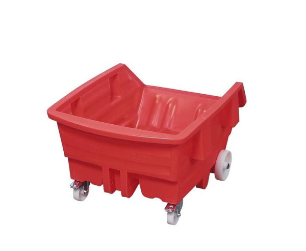 DENIOS kipwagen van polyethyleen (PE), met wielen, rood