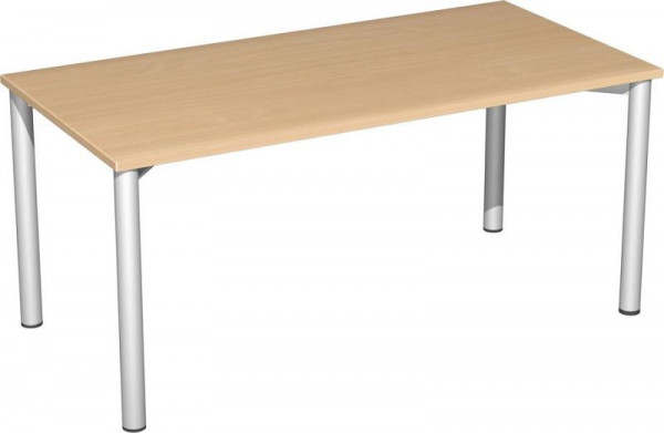 geramöbel skrivebord fast højde, 1600x800x720, bøg/sølv, S-550103-BS