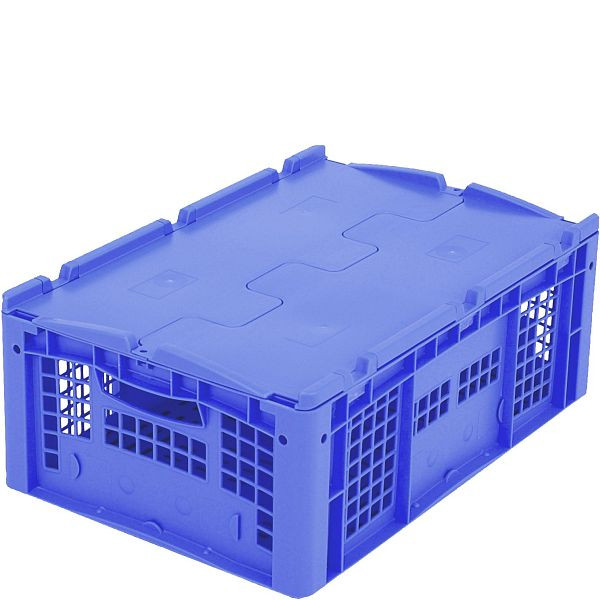 BITO Euro stohovací kontejner XL víko/skluz /XLD64223 600x400x220 modrá, stěny víka perforované, C0292-0053