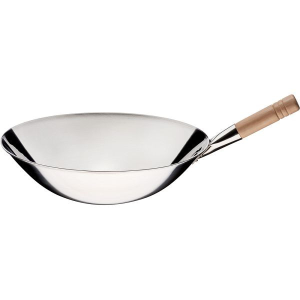 Panela wok Stalgast aço inoxidável polido, comprimento do cabo 185 mm, KG1502400
