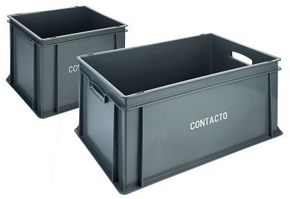 Caixa de transporte empilhável Contacto, plana 60 x 40 x 21,5 cm, cinza, 2511/621
