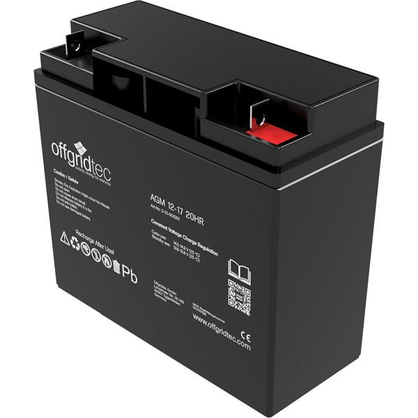 Offgridec AGM 17Ah 20HR 12V - solcellebatteri ekstremt cyklussikkert, 2-01-001001