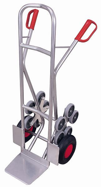 Hliníkový schodišťový vozík VARIOfit, 2 hvězdice pětiramenného kola, vnější rozměry: 610 x 705 x 1 310 mm (ŠxHxV), ap-1302