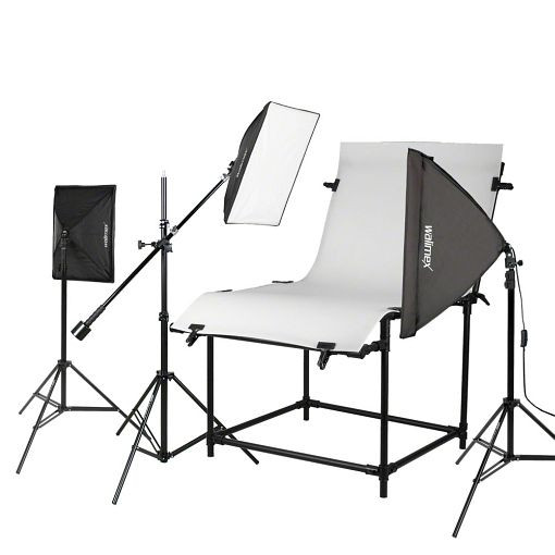 Walimex Shooting Table Set Pro, 3x Daylight, 1x Walimex Boom, 3x Lámpaállvány, 16702