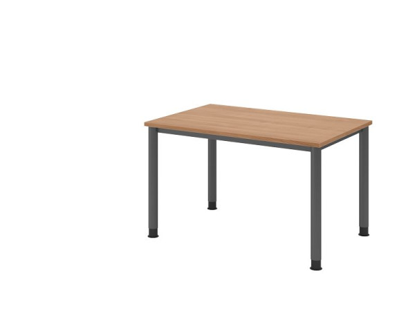 Psací stůl Hammerbacher HS12, 120 x 80 cm, deska: ořech, tloušťka 25 mm, 4nohý grafitový rám, pracovní výška 68,5-81 cm, VHS12/N/G