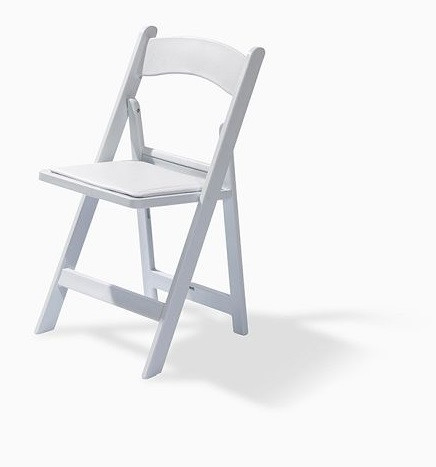VEBA svatební skládací židle polypropylen bílá, sedák čalouněný umělou kůží, 45x45x78cm (ŠxHxV), 50220