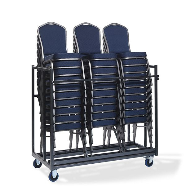 Krzesło sztaplowane na wózku transportowym VEBA, na maksymalnie 30 krzeseł sztaplowanych, 151x76x120 cm (szer. x gł. x wys.), wykończenie młotkowane, T91600