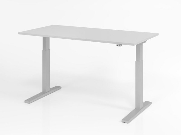 Hammerbacher skrivebord XMKA16, 160 x 80 cm, top: grå, 25 mm tyk, ABS tyk kant, rektangulær form, VXMKA16/5/S