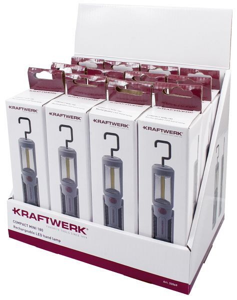 Wyświetlacz Kraftwerk z lampą ręczną LED COB MINI 180, akumulator, 12 sztuk, 32069D12