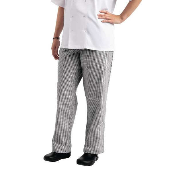 Whites spodnie szefa kuchni Easyfit unisex, czarno-białe, w małą kratkę L, A026T-L