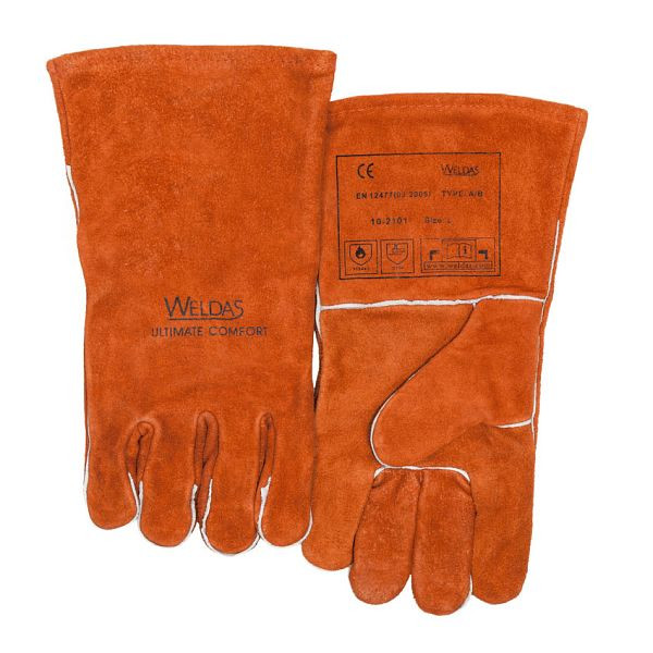 ELMAG γάντια συγκόλλησης 5 δακτύλων WELDAS 10-2101 L, MIG/MAG/MMA από βαμβάκι, μήκος: 34 cm, μέγεθος 9 (1 ζευγάρι), 59100