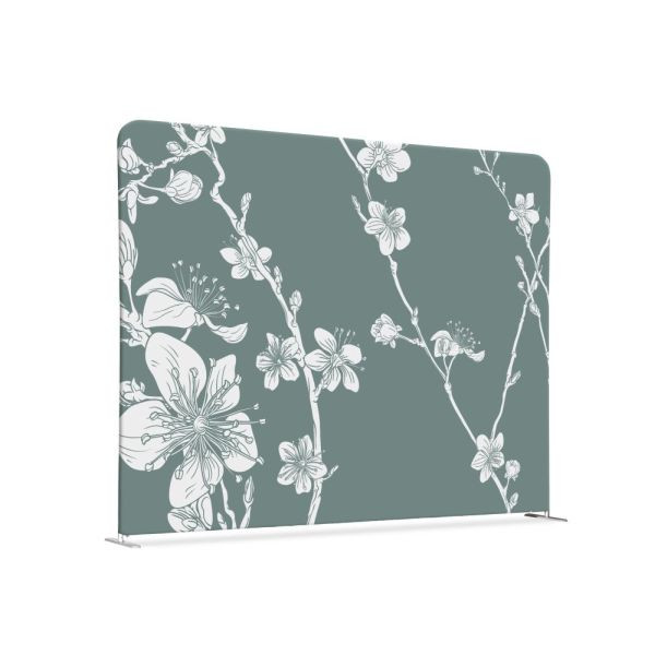 Showdown Displays Textile Room Divider 150-150 Double Abstract Japanese Blossom Green, ZWS150-150SSK-DSI10