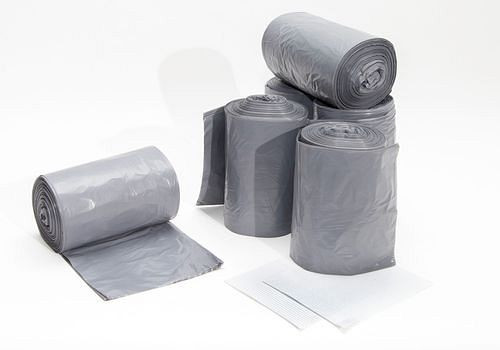 Worek na śmieci DENIOS z polietylenu (PE), 360 litrów, 100 µ, opakowanie jednostkowe: 100 sztuk, szary, 262-556