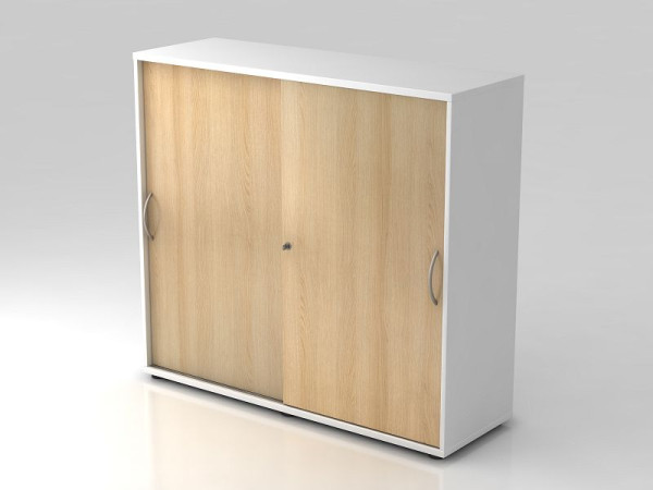 Hammerbacher skříň s posuvnými dveřmi 3OH 120cm obloukové madlo bílá/dub, 120x40x110 cm (ŠxHxV), V1753S/Š/V/BM