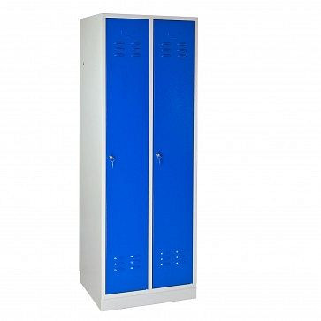 ADB šatní skříň běžná &quot;2dveřová, rozměry VxŠxH: 1775x600x500 mm, barva korpusu: světle šedá, RAL 7035, barva dveří: nebesky modrá (RAL 5015), 40888