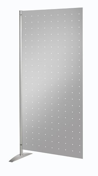 Kerkmann presentatiewandsysteem, geperforeerd plaatelement, B 800 x D 450 x H 1750 mm, aluminium zilver, 45696614