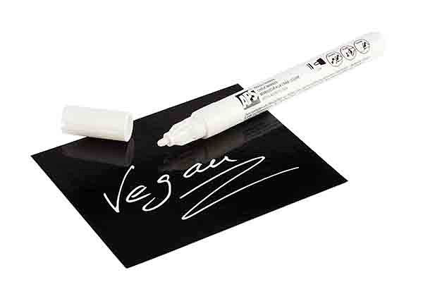 Długopis kredowy APS, Ø 1 cm, wysokość: 13 cm, szerokość linii: 2 mm, kolor: biały, opakowanie: 2 sztuki, 71490