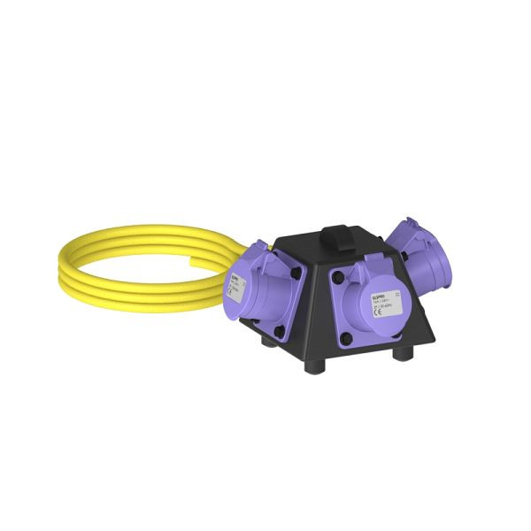 ELSPRO massief rubberen veiligheidsverdeler serie CELLE, voedingskabel: 3 m CEE 24 V, uitgang: 3 CEE 24 V, 1001106