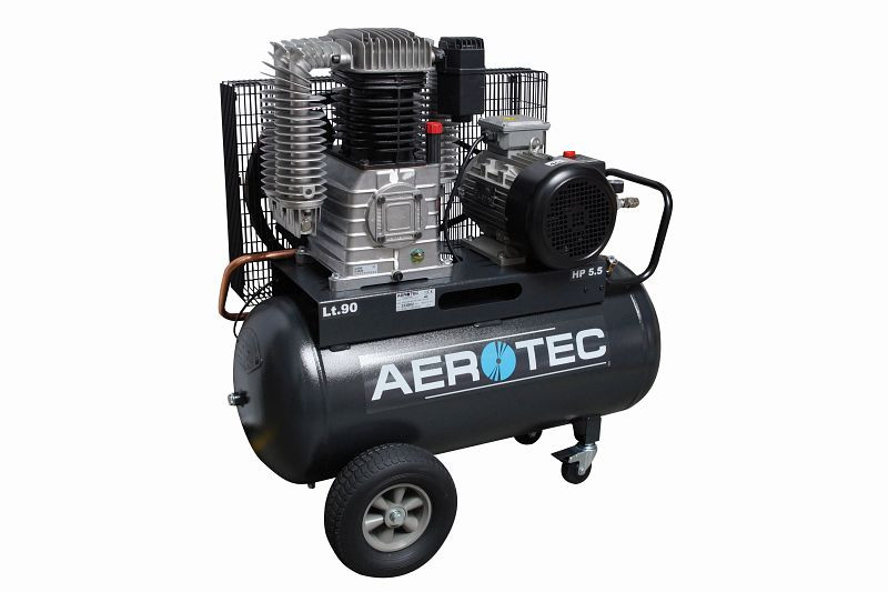 Przemysłowa sprężarka tłokowa AEROTEC sprężone powietrze 400V smarowana olejem, 580 l/min, mobilna, 2-stopniowa, 2010191