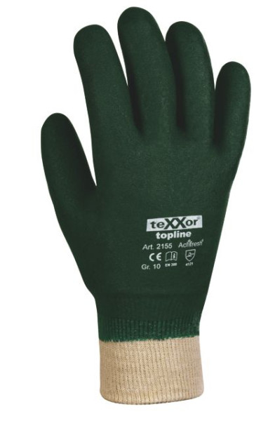 Γάντια teXXor PVC "ΠΡΑΣΙΝΟ, ΜΕ ΠΛΕΚΤΟ ΓΙΑΚΑ", PU: 120 ζευγάρια, 2155