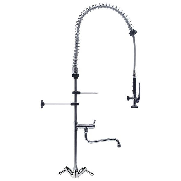 Gastro-Inox monobloková předmycí sprcha vybavená otočnými pákami a otočným jeřábem, 1200 mm, vysoký výkon, 402.106