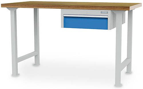 Bedrunka+Hirth række arbejdsbord, med hængende skuffeblok og 1 skuffe, 2000 x 750 x 859 mm, 03.20.520.1VA