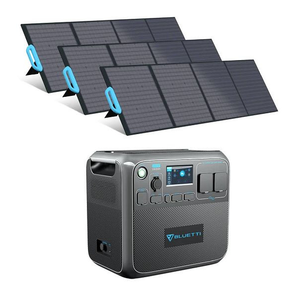 BLUETTI AC200P draagbare zonnegenerator + 3x PV200 zonnepanelen, AC200P+3xPV200