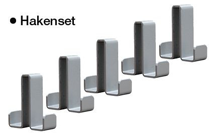 Kerkmann hakenset Montana, B 20 x D 47,5 x H 55 mm, aluminium zilver, 39655714